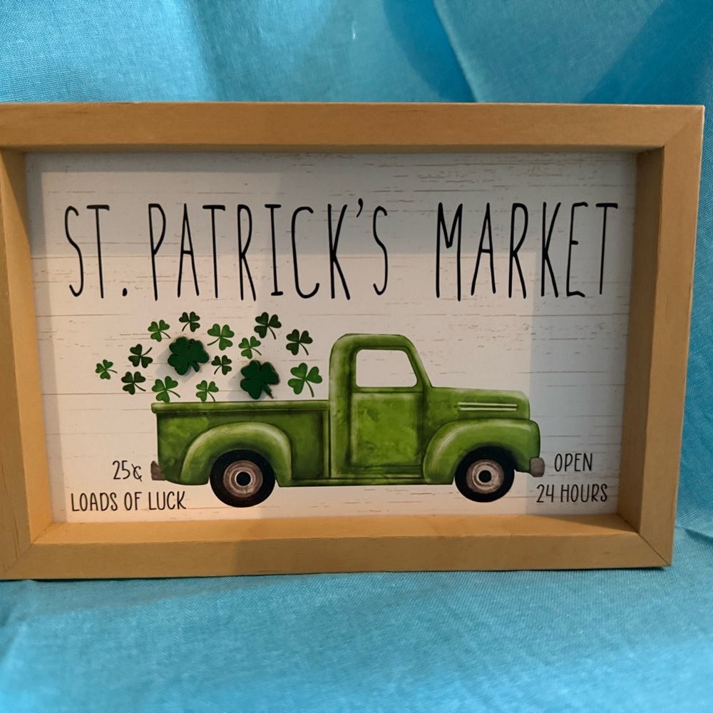 St. Patrick's Market Green Truck - 2 signs in 1 - “Welcome…” Sign
